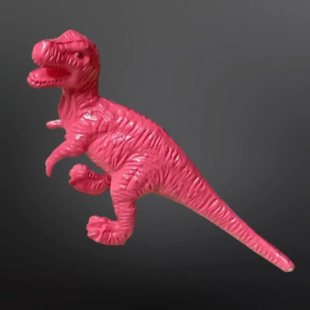 Vintage Mini Unbranded Pink White Belly T Rex Dinosaur 2” A4